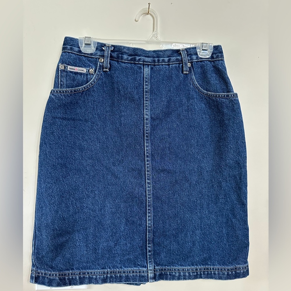 Simon Chang Jeans Pencil Skirt Knee-Length Casual